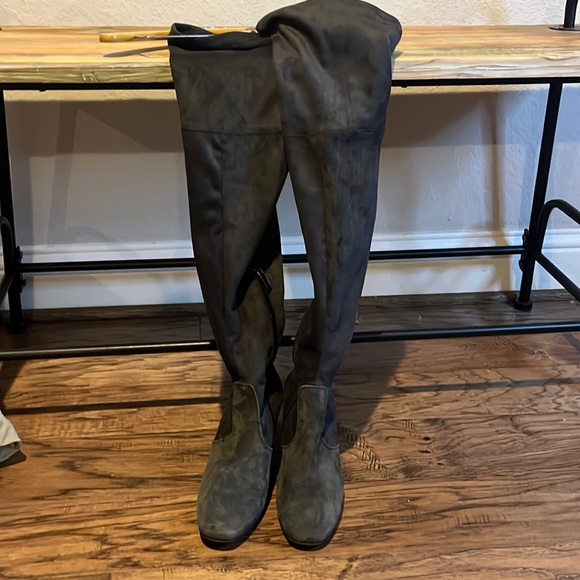 Sesta Meucci stretch knee length vegan suede chunky heel boots size 8M - Picture 2 of 10